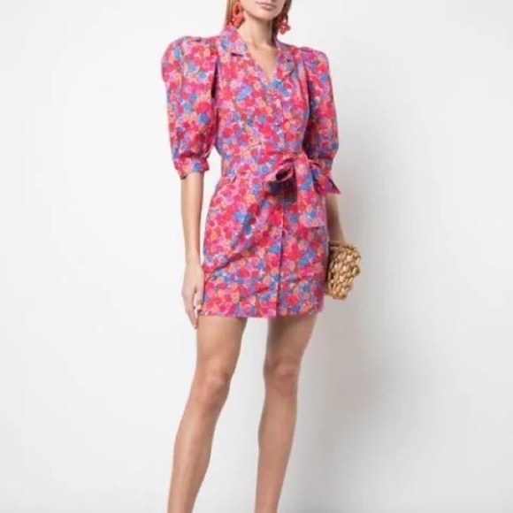 NWT LHD Casitas Printed Cotton Blend Poplin Mini Dress - Picture 2 of 13